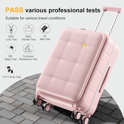 24 Inch Checked Luggage Hard Shell Suitcase Top Opening Suitcases (24 Inch / Pink)