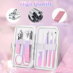 Manicure Set Women Nail Clippers Professional Manicure Pedicure Kit Stainless Steel Nail Cutter Grooming Kit Personal Care Tool with Travel Case Gifts for Women Her Valentine's Day Mother's Day (Gradual Purple)