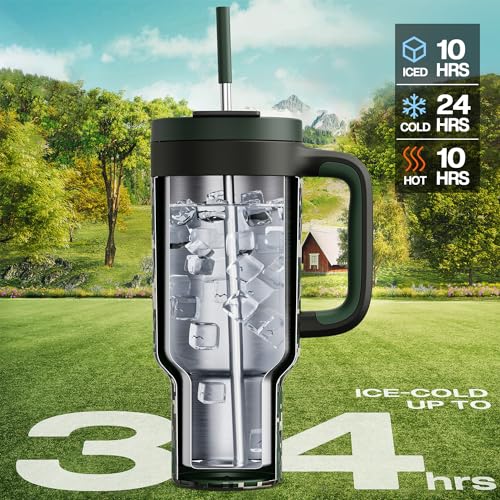 40 oz Camo Tumbler with Handle (Woodland Flag / 40 Ounces)