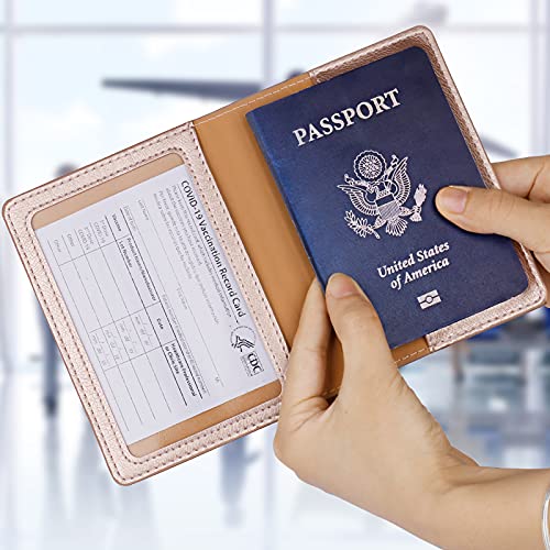 Passport Holder for Travel Women Men (A-Rose gold / Classic(slim))