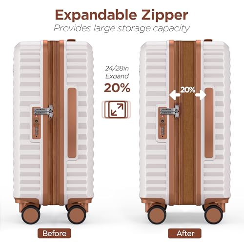 3pcs Luggage Set (Beige White / 3PCS/20 in/24 in/28 in)