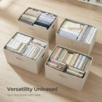 Storage Bins with Lids [3 (Beige / XL(3-Pack))