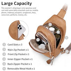 Crossbody Bags for Women Anti Theft Small Sling Handbag with Zipper Lock Vegan Leather RFID Blocking Chest Pure (Light Brown)