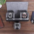 Watch Roll Travel Case for 3 Watches (Black/Grey (PU Leather))