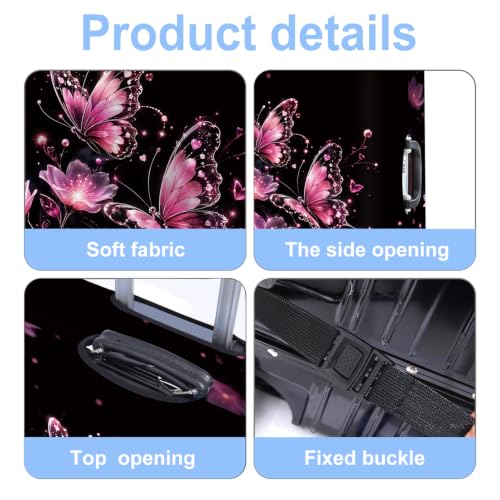 Luggage Cover Washable Suitcase Protector Anti (Pink Butterflies / L(fits 28-30Inch suitcase))