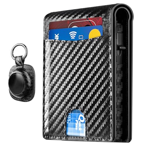 2026 Upgraded Minimalist Wallet for Men (Carbon Fiber - with Airtag Holder)