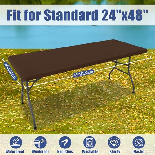 2 Pack Rectangle Spandex Fitted Table Cloth (Coffee / 48" x 24" (Rectangular))