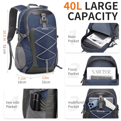 40L Hiking Backpack Lightweight Daypack Waterproof Travel Camping Backpack for Men Women Sport Packable (A5-royal Blue / 40L-0.9lb)