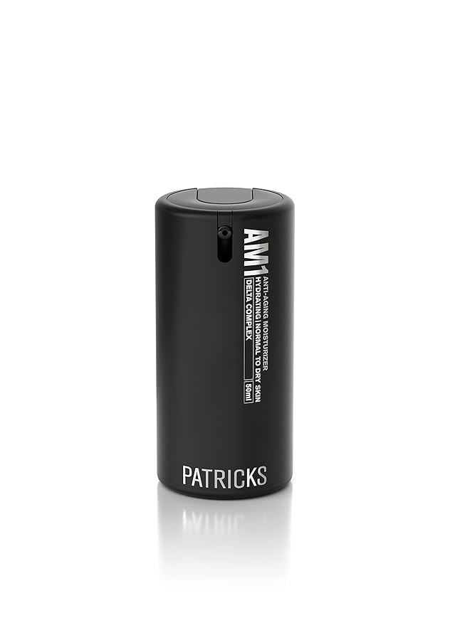 PATRICKS | AM1 Anti-Aging Face Moisturizer for Men | Moisturizing Facial Cream with Hyaluronic Acid, Vitamin C + E & More to Boost Collagen & Brighten Skin | For Normal to Dry Skin | 50mL