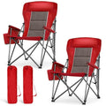 Oversized High Back Camping Chairs Heavy Duty Lawn Chair 500LBS (Red / Twin Pack)