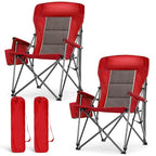 Oversized High Back Camping Chairs Heavy Duty Lawn Chair 500LBS (Red / Twin Pack)