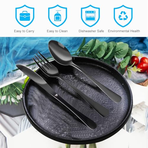 4PCS Premium Travel Utensils With Case (4 PCS Black)