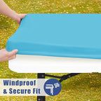 2 Pack Rectangle Spandex Fitted Table Cloth (Blue Mist / 48" x 30" (Rectangular))
