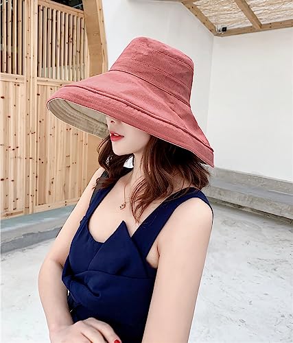Women Summer Wide Brim Sun Hat Bucket Fishing Hats UV Protection (One Size / Lant001-jiaotang)