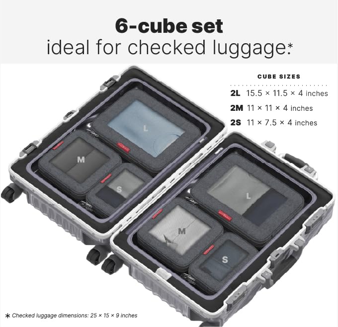Premium Compression Packing Cubes for Travel (Black / 6 pack)