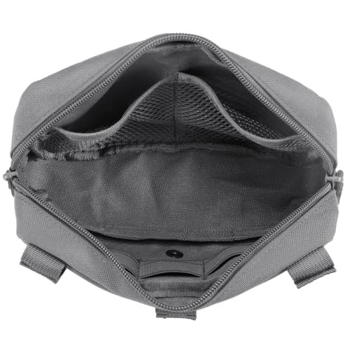 Tactical Molle Admin Pouch Utility Laser Cut EDC Tool Pouch Bag Horizontal Modular Pouches Include US Flag Patch and Keychain (Grey)