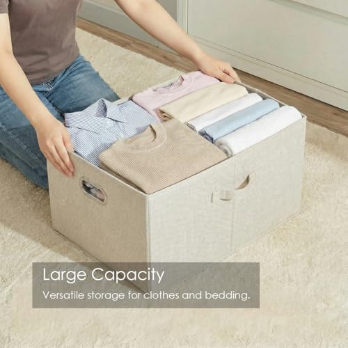 Storage Bins with Lids [3 (Beige / XL(3-Pack))