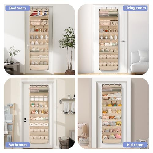 1 Pack Over The Door Shoe Organizer (BEIGE / 25+ Pairs)