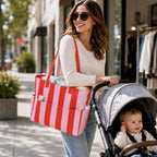 Beach Bag Waterproof Sandproof Women Beach Tote Pool Bag with Zipper for Gym Grocery Travel with Wet Pocket (Pink Orange)