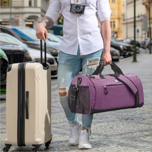 Gym Bag for Women & Men (Textured Purple / Large - 23 x 12 x 12″)