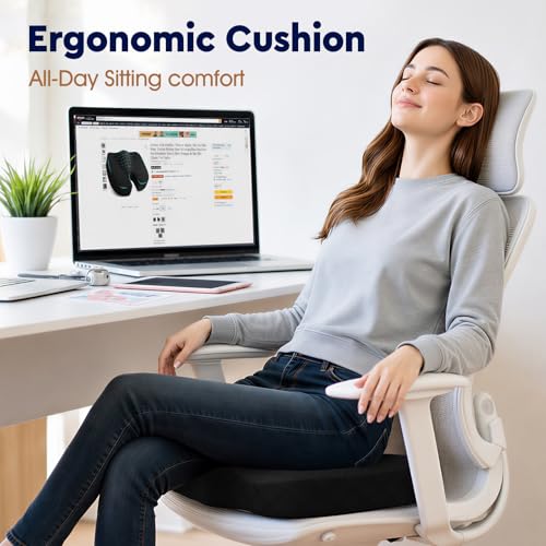 Seat Cushion Memory Foam Office Chair Cushion (Large / Black)