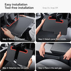 2-in-1 Car Steering Wheel Desk Tray & Car Seat Gap Filler Organizer – Foldable Carbon Fiber Look Table for Laptop, Eating, Writing – for Standard Round Steering Wheels (Orange)