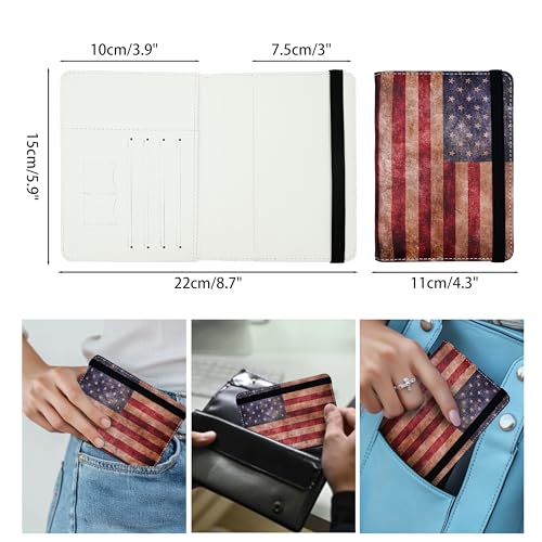 Passport Holder for Women and Men PU Leather Passport Cover for Travel (American Flag / One Size)