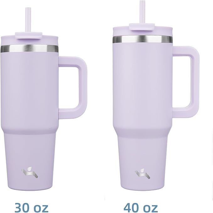 40 oz Tumbler with Handle and 2 Straws, 2 in 1 Lid Insulated Water Bottle - Image 3