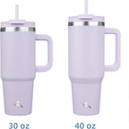 40 oz Tumbler with Handle and 2 Straws, 2 in 1 Lid Insulated Water Bottle - Image 3