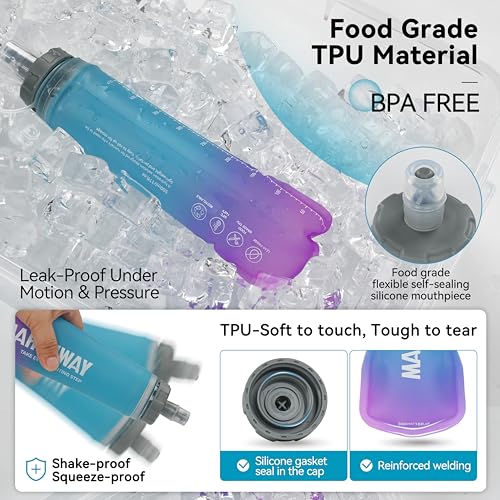 Soft Flask Collapsible Water Bottle with Wide Mouth (Blue Purple / 500 ml/17 oz)