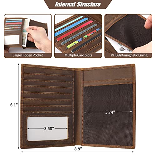 Leather Passport Holder RFID Blocking Passport Travel Wallet Cover Case for Men Women Brown JC17 (JC17-Light Brown)