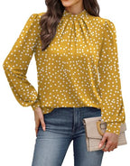 Fall Outfits for Women 2026 Long Sleeve Tops for Teachers School Outfits for Teachers Fall Clothes Early Fall Fashion Clothing Trendy Ladies Blouses Womens Tops Dressy Casual Yellow Dots 2XL (03 - Yellow Polka Dots / XX-Large)