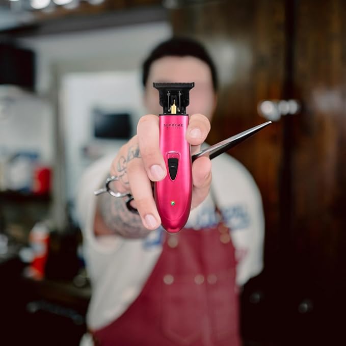 Supreme Trimmer T-Shaper ST5205 | Professional Barber Trimmer Hair Clippers for Men | Cordless Hair Trimmer Zero Gapped Liner Beard Trimmer | Pink DLC