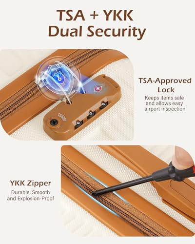 Luggage Sets with Spinner Wheels (3 piece set(DB) / WHITE-BROWN)