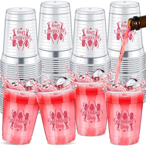 36 Pcs Galentine's Day Plastic Cups 12 oz for Party (Valentine's Day)