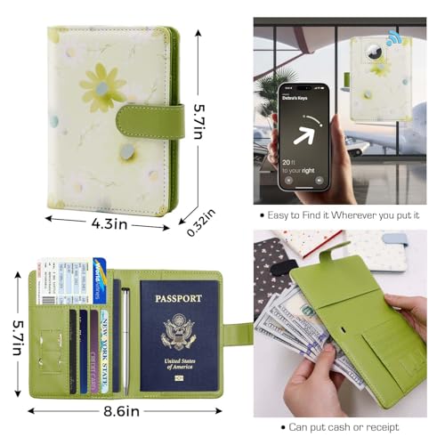 Rfid Passport Holder for Travel women (floral green a)