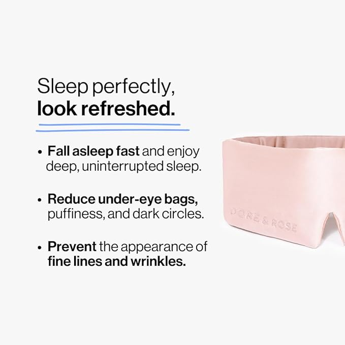 Dore & Rose Deep Sleep Mask Light Blocking, 23 Momme Mulberry Silk Eye Mask - Image 2