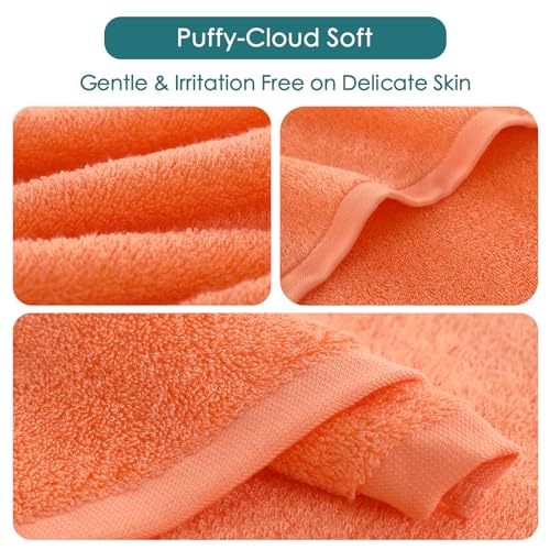Wash Cloths 6 Pack (White & Orange / 13x13 inch-6 Pack)