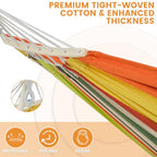 LazyDaze Hammocks Double Hammock with Stand (White Frame- Orange Green)
