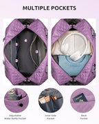 Women Duffle Bag with Shoe Compartment Travel Bags with Makeup Bag (Purple / E)