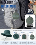 Water Resistant UPF 50+ Sun Bucket Hat Packable Brimmed for Women Men (One Size / Blue Gray)