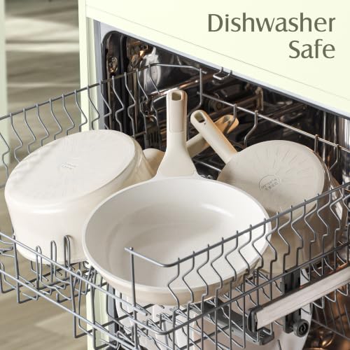 23 PCS Non Toxic Ceramic Cookware Set (Antique White / Large)