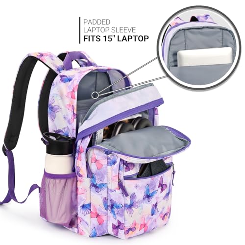 26L Backpack for College (Butterfly Purple / 16.5 Inch)