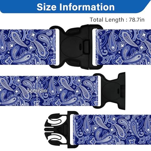 2 Pack Luggage Straps for Suitcases (24020 Blue Flowers)