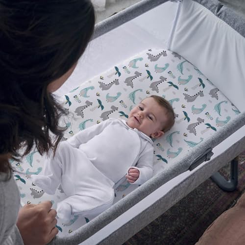 Stretch Fitted Bassinet Sheet Set BROLEX 2 Pack Cradle Sheets for Bassinet Pad (Dinosaur Lion / 32x16 Inch)
