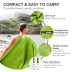 Quick Dry Travel Towel with Case & Carabiner (Green / 31.50" x 15.80")