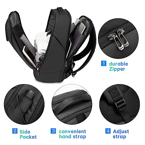 Business Smart Backpack Waterproof fit 15.6 Inch Laptop Backpack with USB Charging Port (Large / Black(no Charge Port))