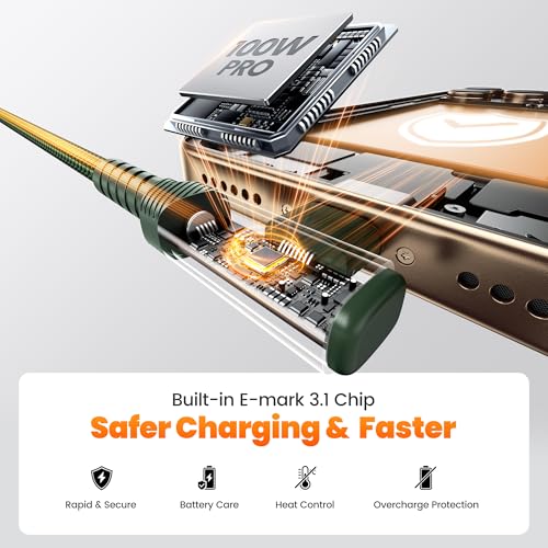 USB C Cable 10ft 2Pack (10+10FT / Green)