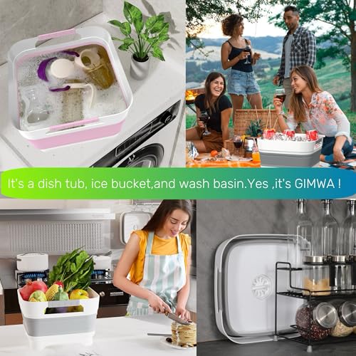 2.6 Gal Collapsible Baby Bottle Wash Basin with Drain Plug (Gray)