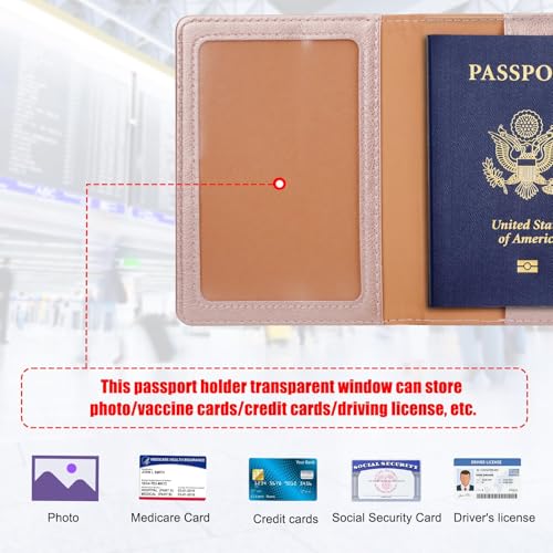Passport Holder for Travel Women Men (A-Rose gold / Classic(slim))